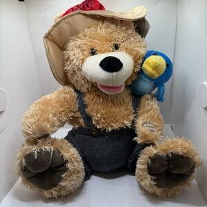Singing Animated Cowboy Teddy Bear with Blue Bird Plush